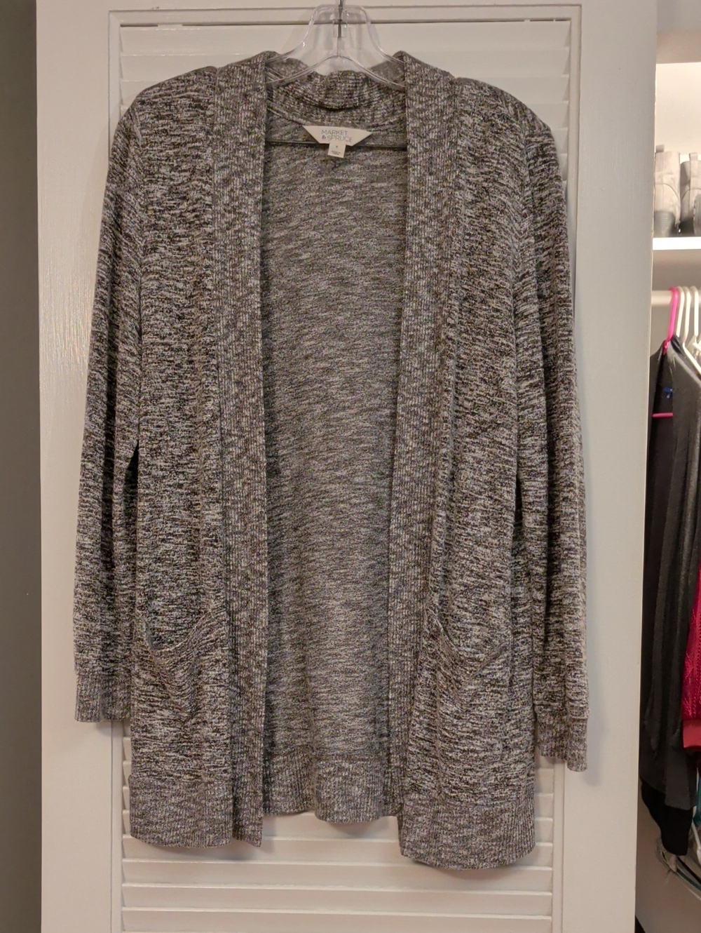 Market & Spruce Marled Gray Open-Front Cardigan
